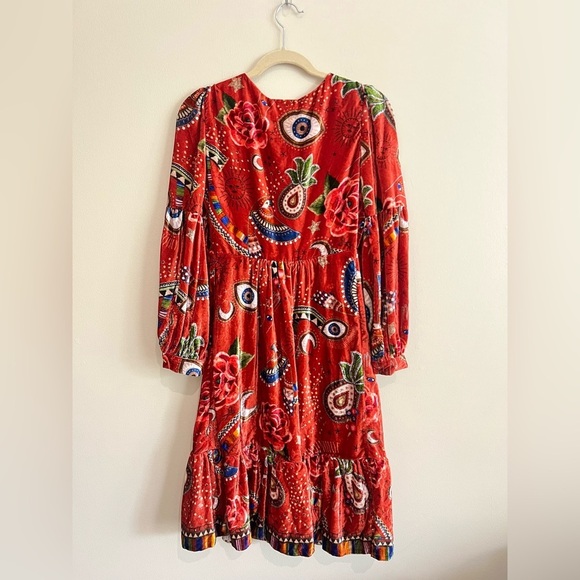 FARM Rio Mystic Red Velvet Midi Dress Size XS - Picture 9 of 14